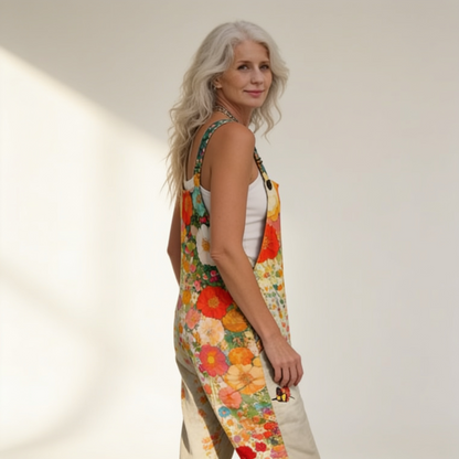 Beatrice | Warm Floral Print Dungarees