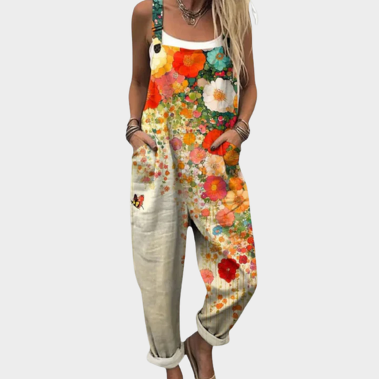Beatrice | Warm Floral Print Dungarees