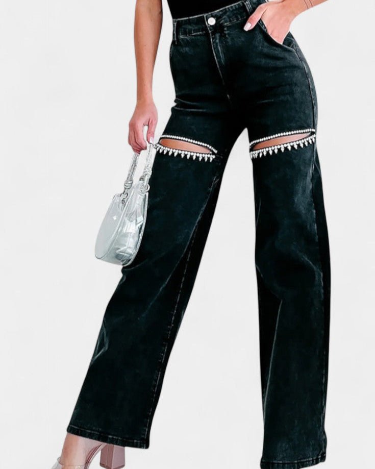Evie | Light Blue Ripped Wide-Leg Jeans