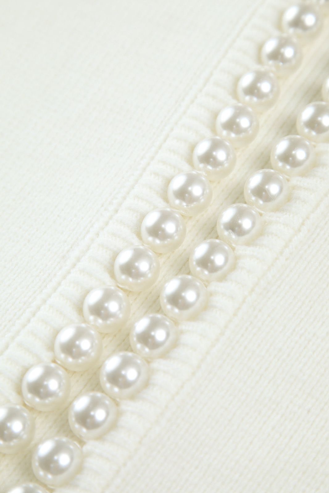 Farah | Ivory Pearl-Trim Cardigan