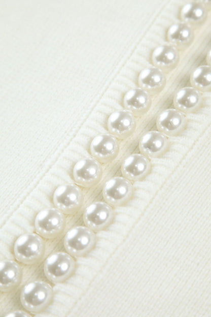 Farah | Ivory Pearl-Trim Cardigan