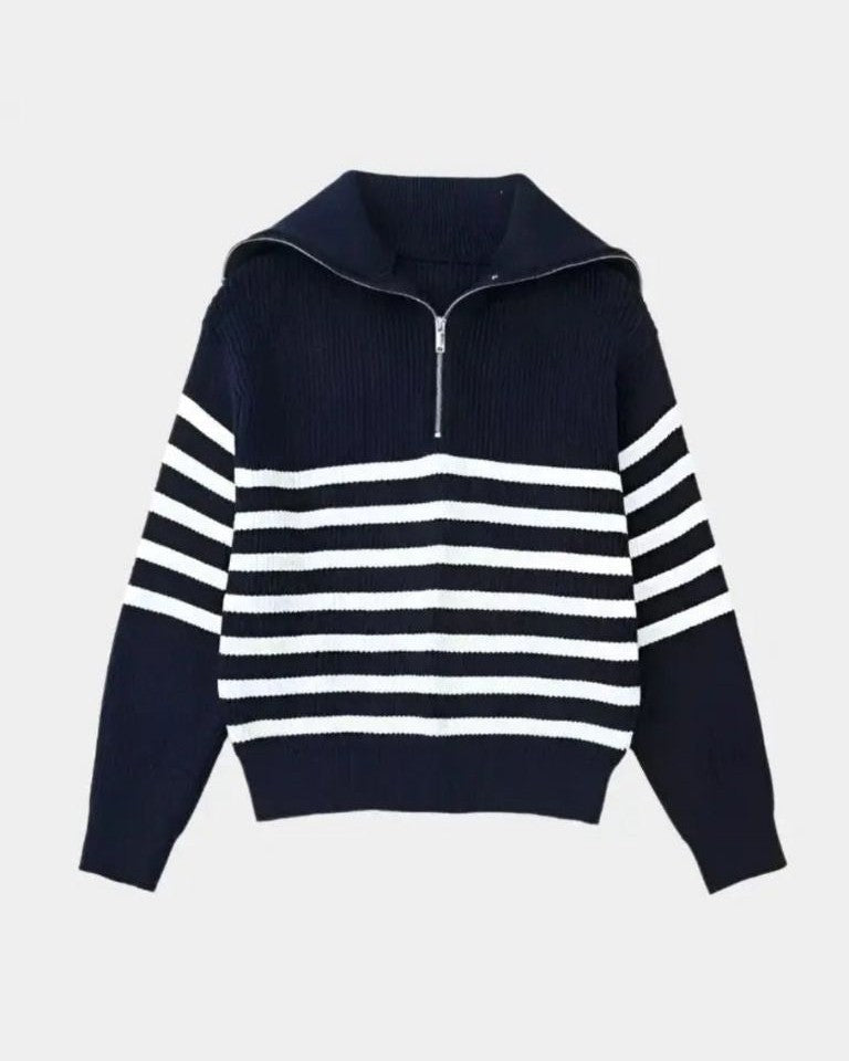 Felix | Navy Striped Half-Zip Jumper