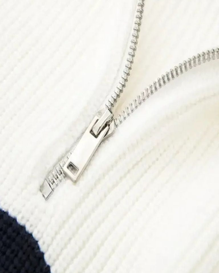 Felix | Navy Striped Half-Zip Jumper
