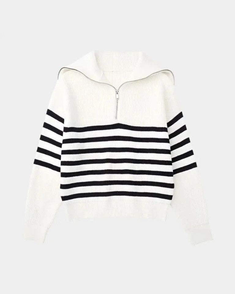 Felix | Navy Striped Half-Zip Jumper