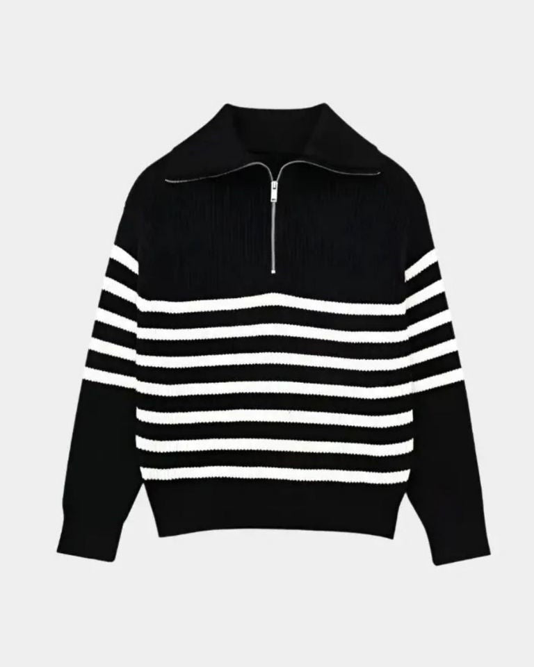 Felix | Navy Striped Half-Zip Jumper