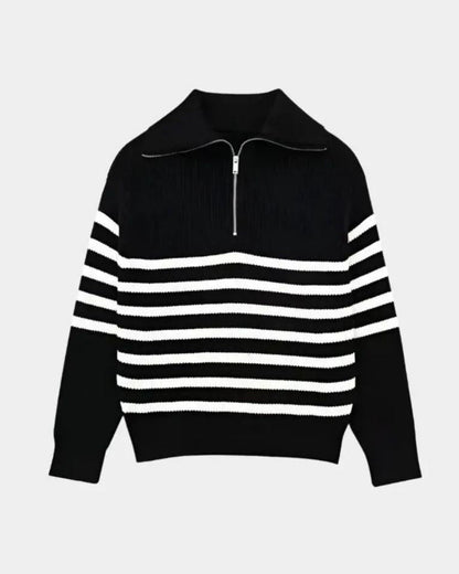 Felix | Navy Striped Half-Zip Jumper