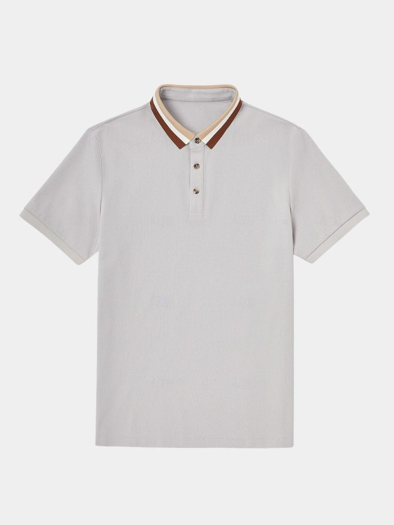 Felix | Light Grey Contrast-Collar Polo