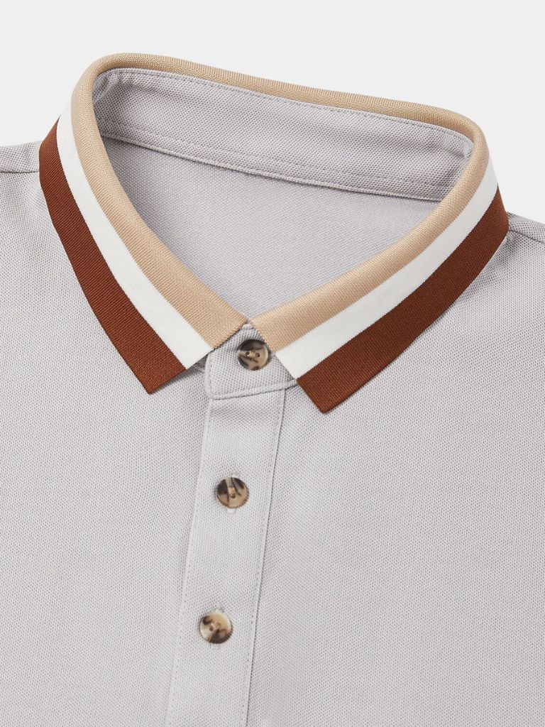 Felix | Light Grey Contrast-Collar Polo