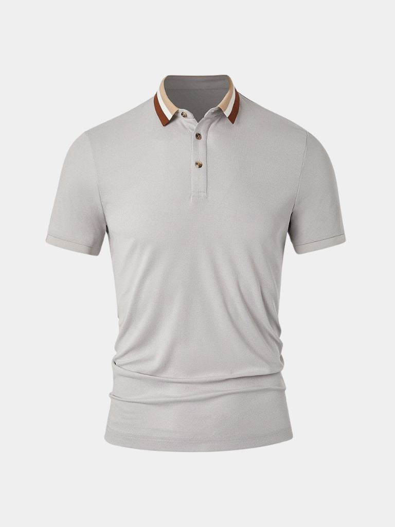 Felix | Light Grey Contrast-Collar Polo