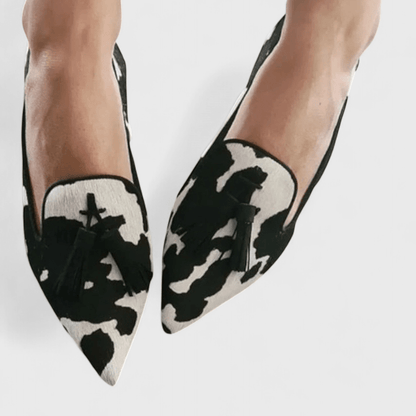 Francesca | Pointed Graphic Print Tassel Loafers