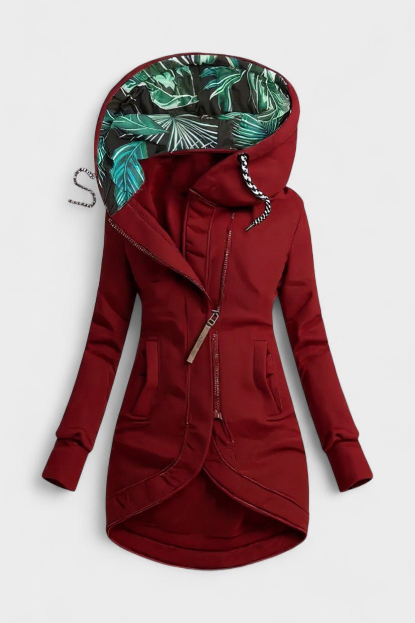 Pippa | Olive Zip-Front Hooded Jacket
