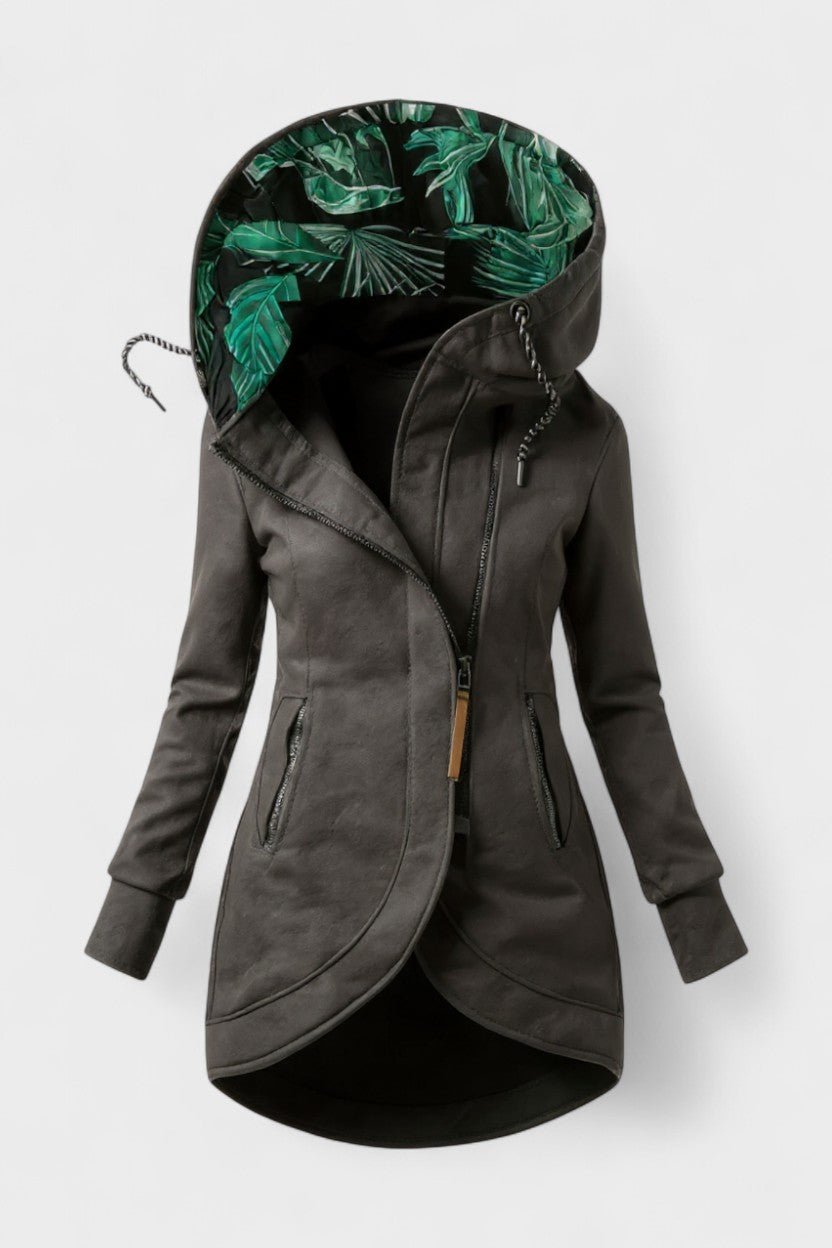 Pippa | Olive Zip-Front Hooded Jacket