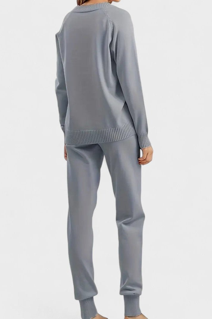 Pippa | V-Neck Knit Top & Trouser Set