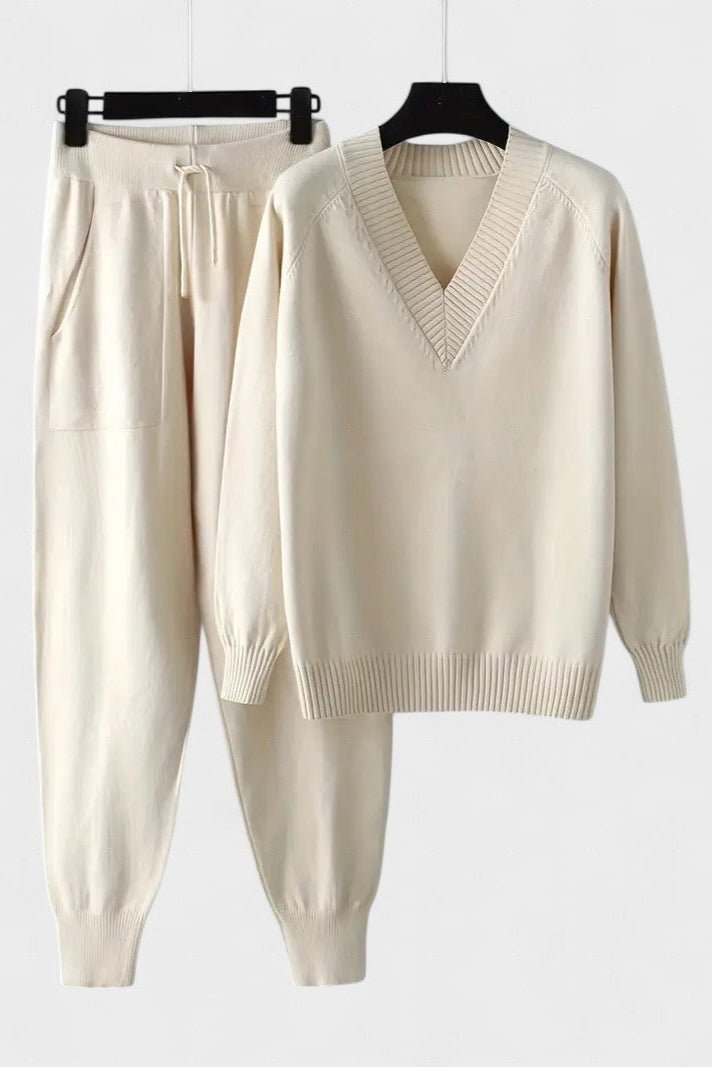 Pippa | V-Neck Knit Top & Trouser Set