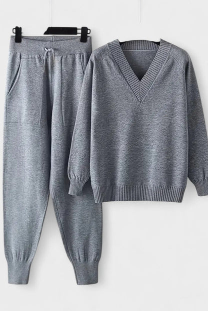 Pippa | V-Neck Knit Top & Trouser Set