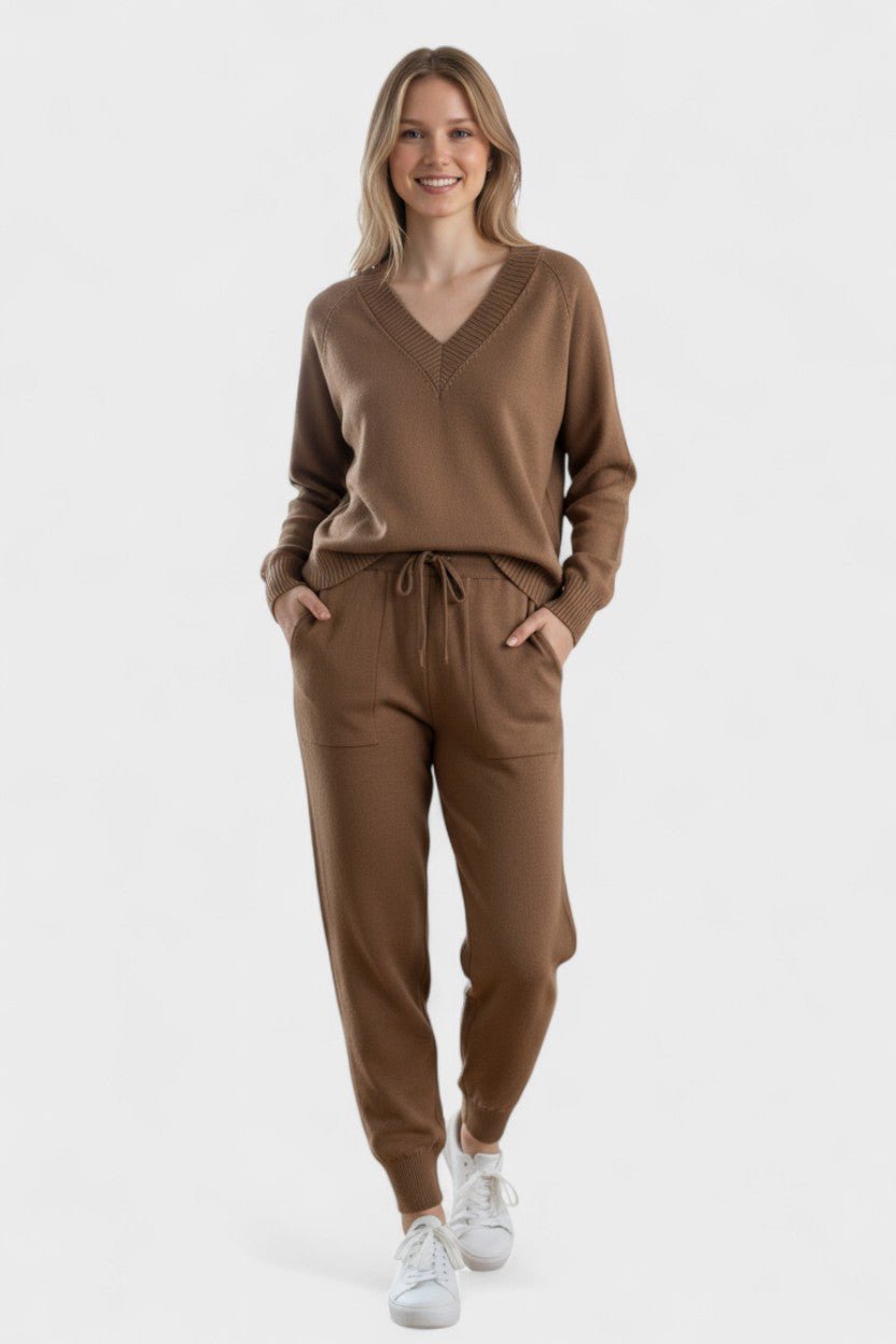 Pippa | V-Neck Knit Top & Trouser Set
