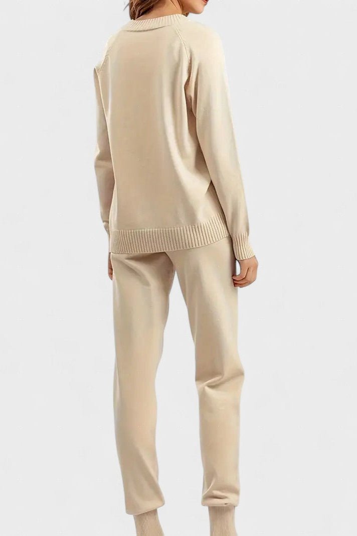 Pippa | V-Neck Knit Top & Trouser Set