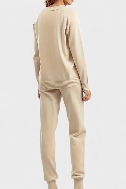 Pippa | V-Neck Knit Top & Trouser Set