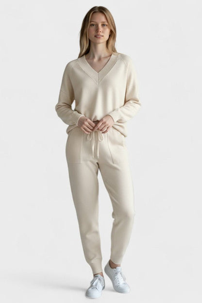 Pippa | V-Neck Knit Top & Trouser Set