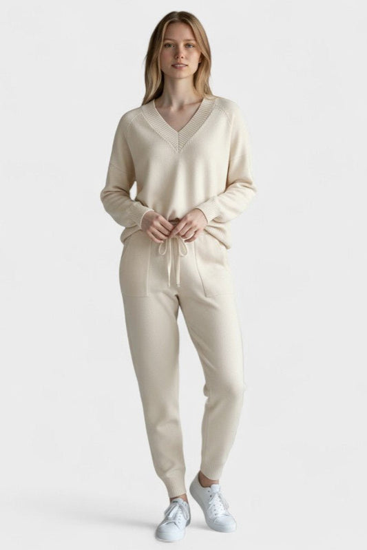 Pippa | V-Neck Knit Top & Trouser Set