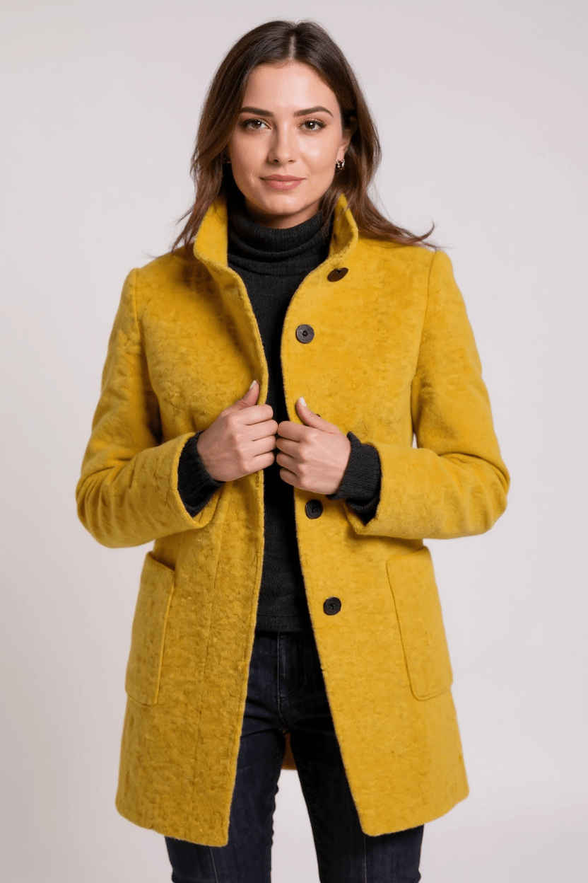 Florrie | Camel Button-Front Long Coat