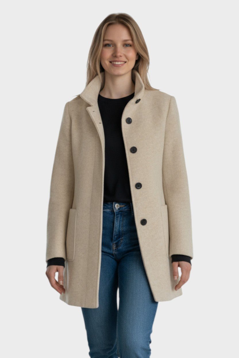 Florrie | Camel Button-Front Long Coat