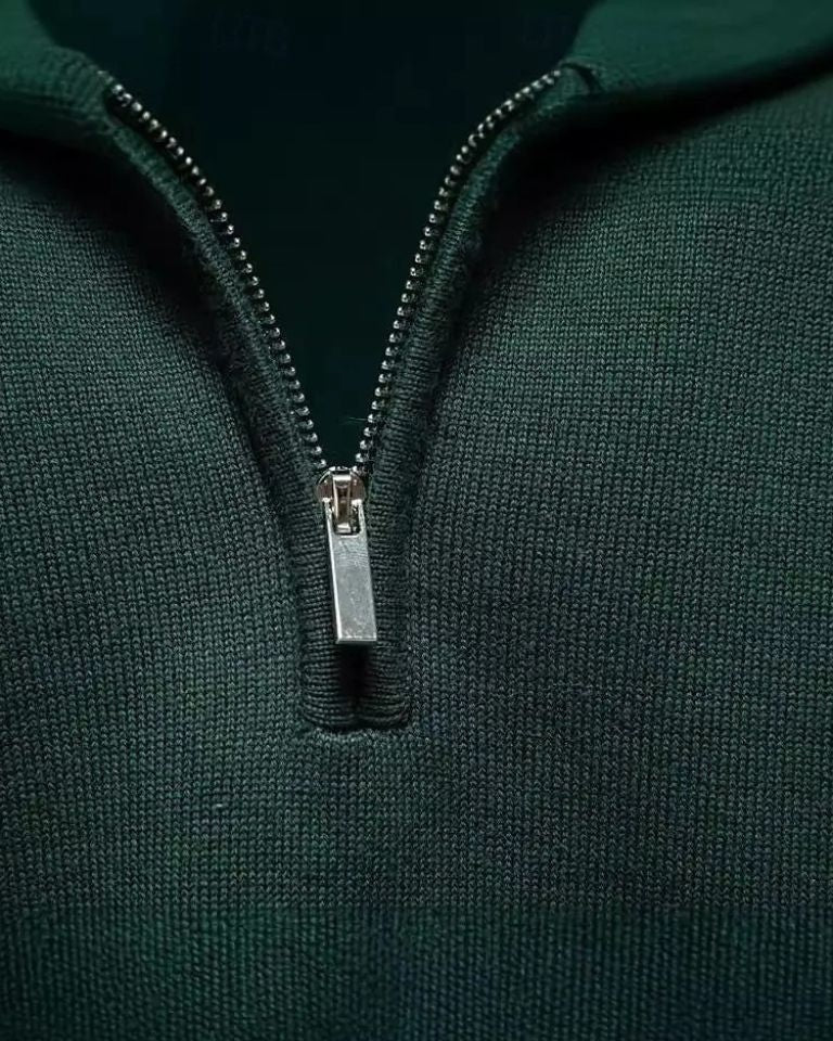 Frederick | Green Quarter-Zip Jumper