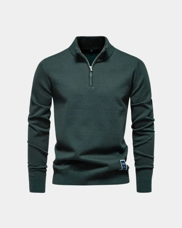 Frederick | Green Quarter-Zip Jumper