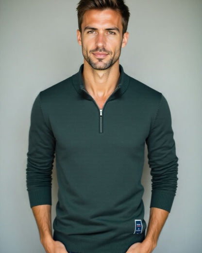 Frederick | Green Quarter-Zip Jumper