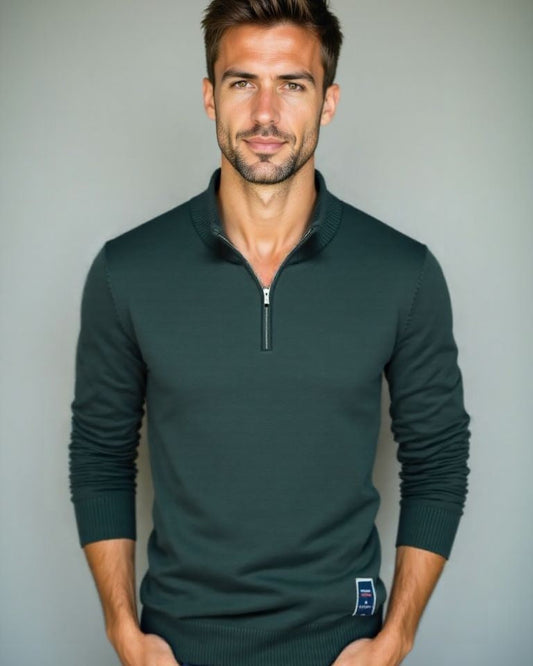 Frederick | Green Quarter-Zip Jumper
