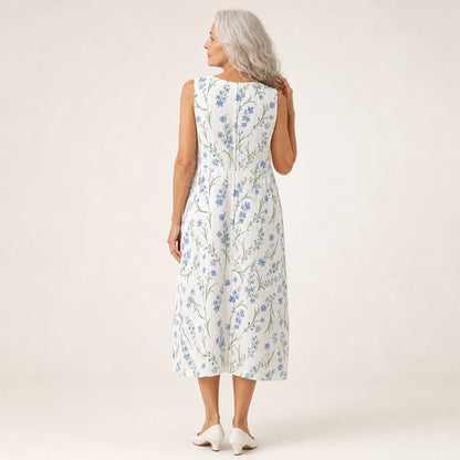 Eve | Blue Meadow Floral Sleeveless Midi Dress