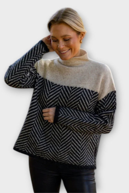 Freya | Camel Herringbone Jumper