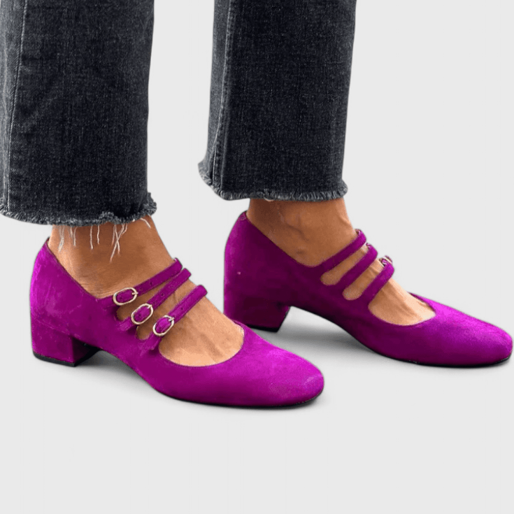 Freya | Purple Triple-Strap Mary Jane Heels