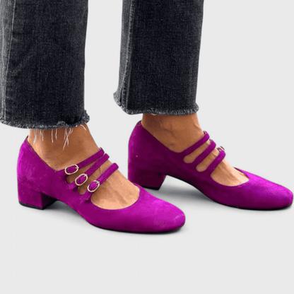 Freya | Purple Triple-Strap Mary Jane Heels