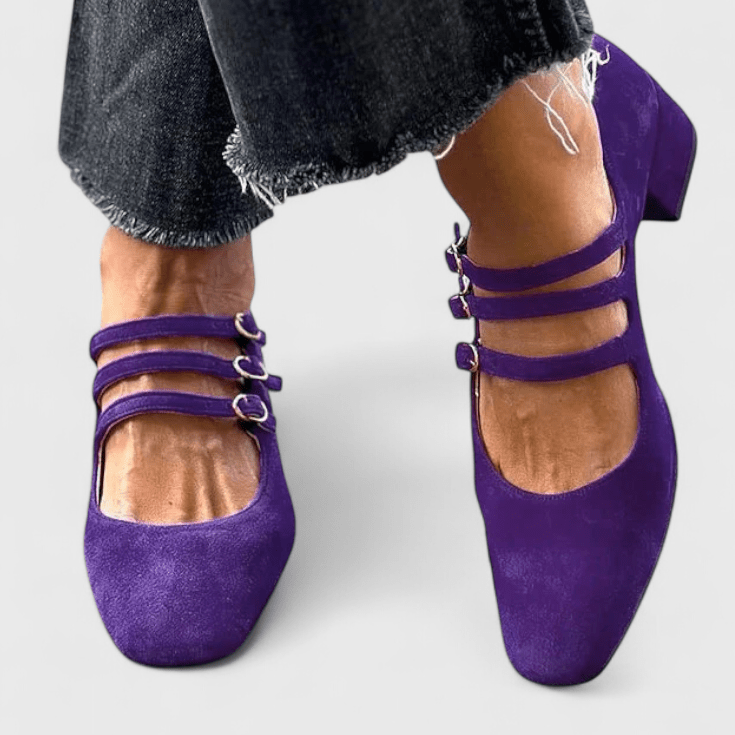 Freya | Purple Triple-Strap Mary Jane Heels