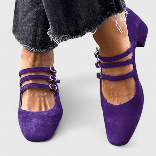 Freya | Purple Triple-Strap Mary Jane Heels