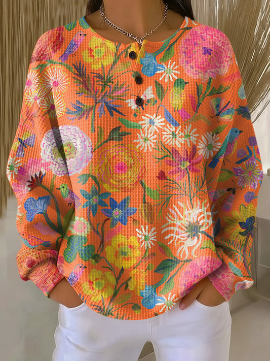 Wendy | Orange Floral Print Jumper