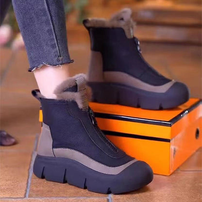 Freya | Taupe Zip-Front Winter Boots