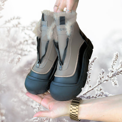 Freya | Taupe Zip-Front Winter Boots