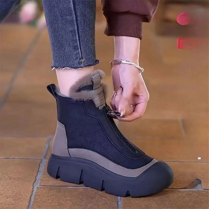 Freya | Taupe Zip-Front Winter Boots