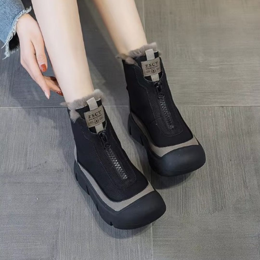 Freya | Taupe Zip-Front Winter Boots
