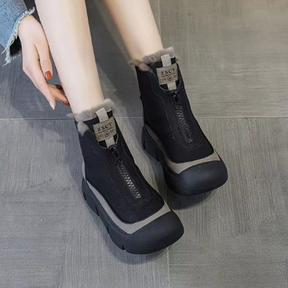 Freya | Taupe Zip-Front Winter Boots