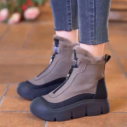 Freya | Taupe Zip-Front Winter Boots