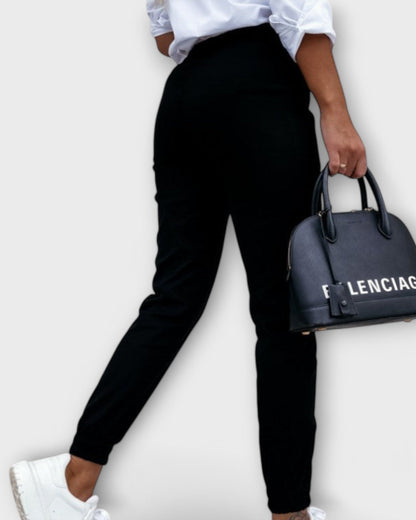 Freya | Beige Stretch Slim Trousers
