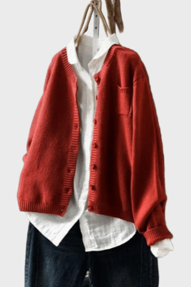 Freda | Rust Red Relaxed Cardigan