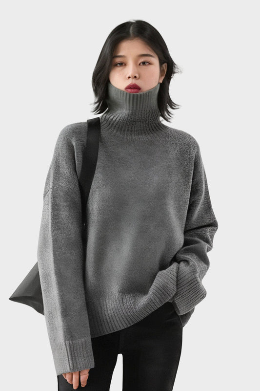 Freda | Charcoal Roll-Neck Jumper