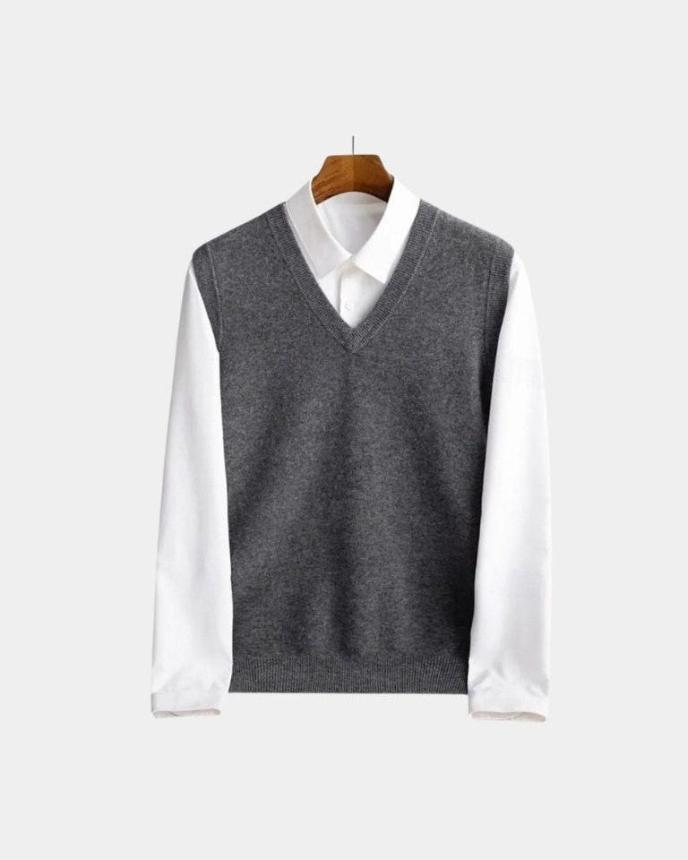 Gabriel | Taupe V-Neck Sleeveless Jumper
