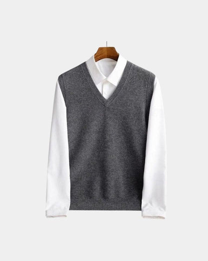 Gabriel | Taupe V-Neck Sleeveless Jumper
