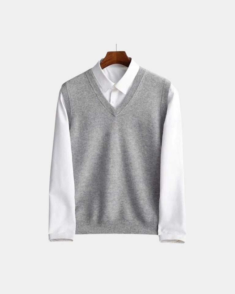 Gabriel | Taupe V-Neck Sleeveless Jumper