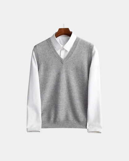 Gabriel | Taupe V-Neck Sleeveless Jumper